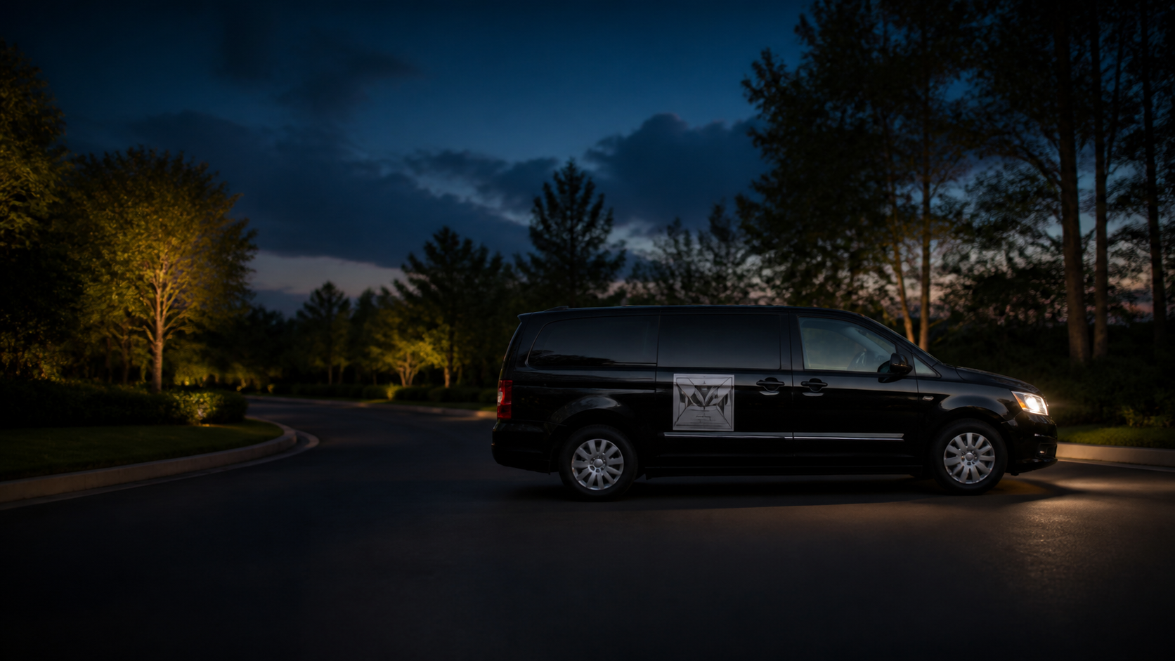 Flying Grace black van at night